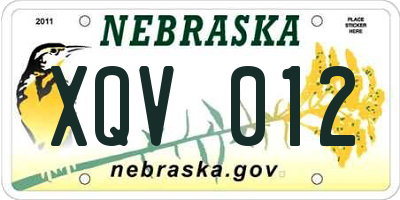 NE license plate XQV012