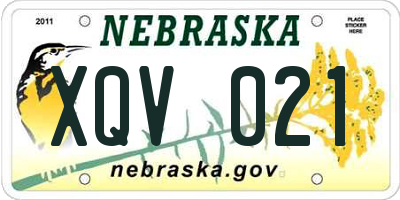 NE license plate XQV021
