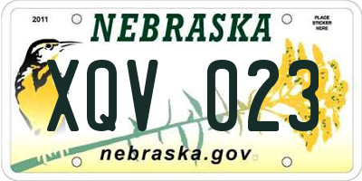 NE license plate XQV023