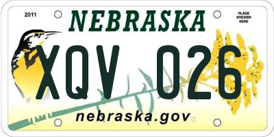 NE license plate XQV026