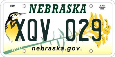 NE license plate XQV029