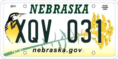 NE license plate XQV031