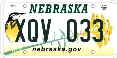 NE license plate XQV033