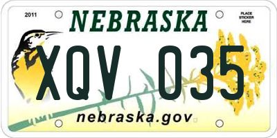 NE license plate XQV035