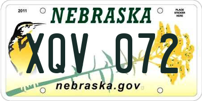 NE license plate XQV072