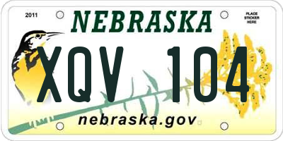 NE license plate XQV104