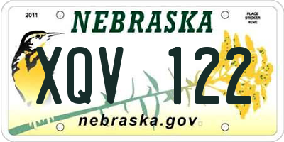 NE license plate XQV122