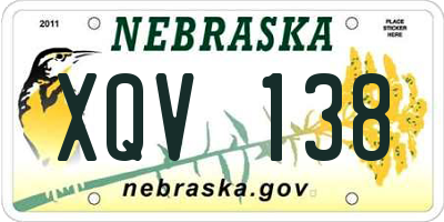 NE license plate XQV138