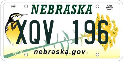 NE license plate XQV196