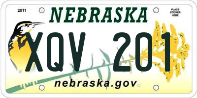 NE license plate XQV201