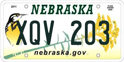 NE license plate XQV203