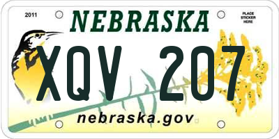 NE license plate XQV207