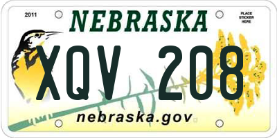NE license plate XQV208