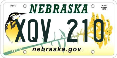 NE license plate XQV210
