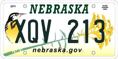 NE license plate XQV213