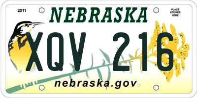 NE license plate XQV216