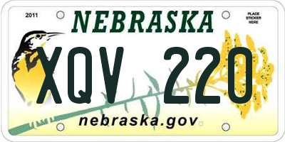 NE license plate XQV220