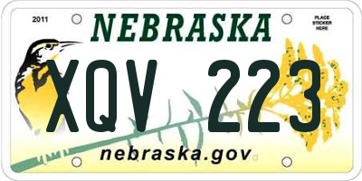 NE license plate XQV223