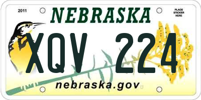 NE license plate XQV224