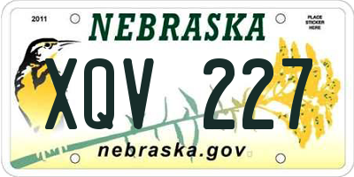 NE license plate XQV227