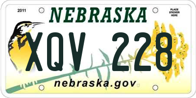 NE license plate XQV228