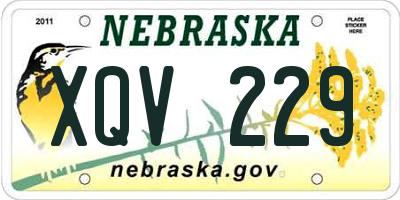 NE license plate XQV229