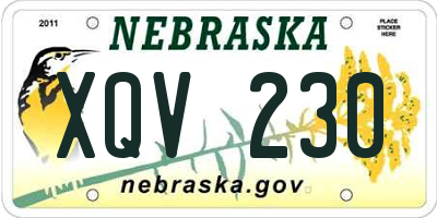 NE license plate XQV230