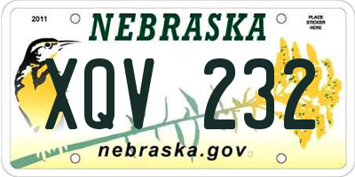NE license plate XQV232