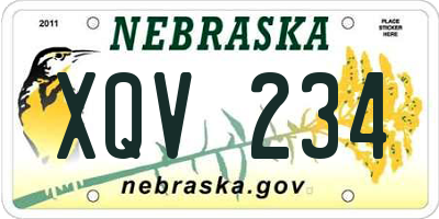 NE license plate XQV234