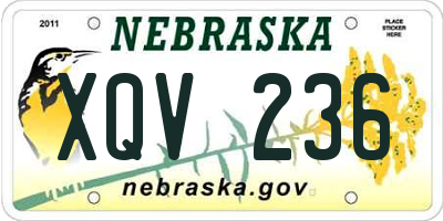 NE license plate XQV236