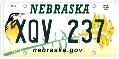 NE license plate XQV237