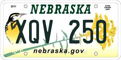 NE license plate XQV250