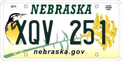 NE license plate XQV251
