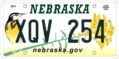 NE license plate XQV254
