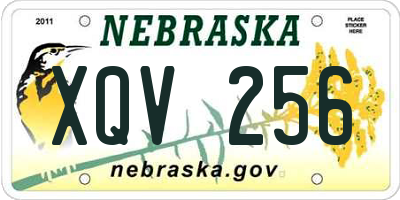 NE license plate XQV256