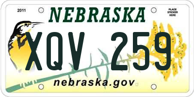 NE license plate XQV259