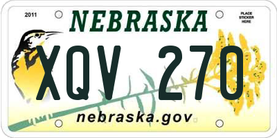 NE license plate XQV270