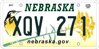 NE license plate XQV271