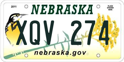 NE license plate XQV274