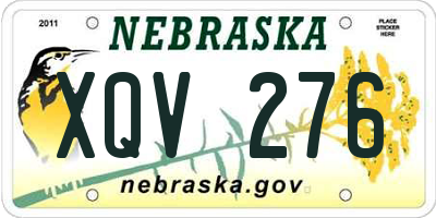 NE license plate XQV276