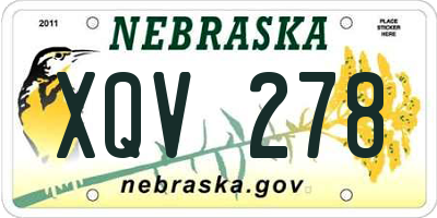 NE license plate XQV278