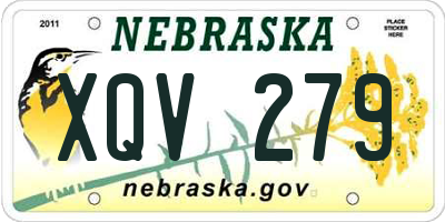NE license plate XQV279