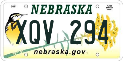 NE license plate XQV294