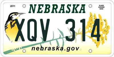NE license plate XQV314