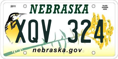 NE license plate XQV324