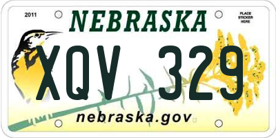 NE license plate XQV329