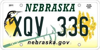 NE license plate XQV336