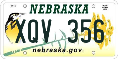 NE license plate XQV356