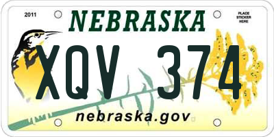 NE license plate XQV374