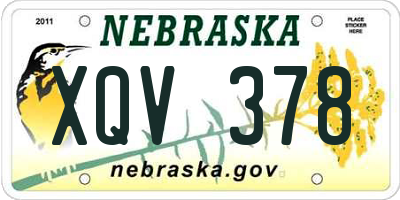 NE license plate XQV378
